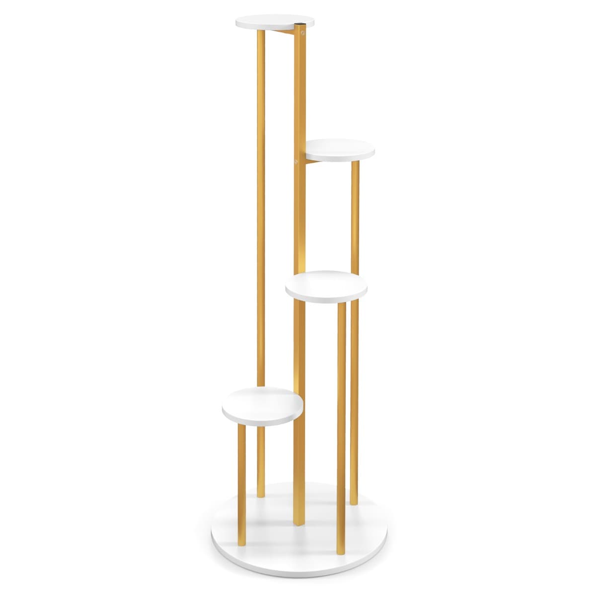 Costway122,5 cm Support pour Plantes d'Intérieur en Métal à 4 Niveaux avec Structure en Métal Doré