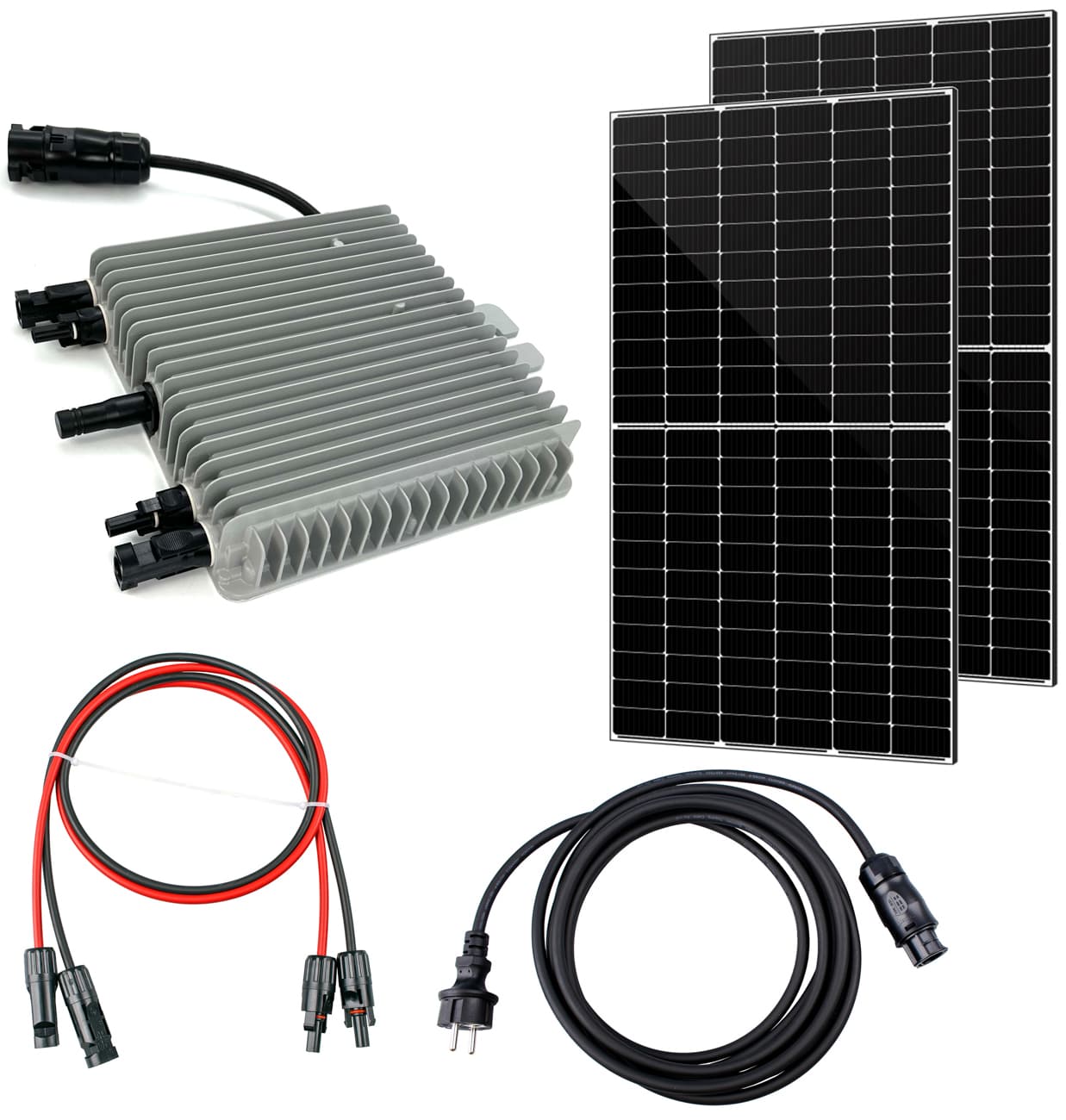 Ensemble de centrale électrique pour balcon 2x panneaux solaires 455W et 1x onduleur 800W, ensemble complet prêt à être connecté !