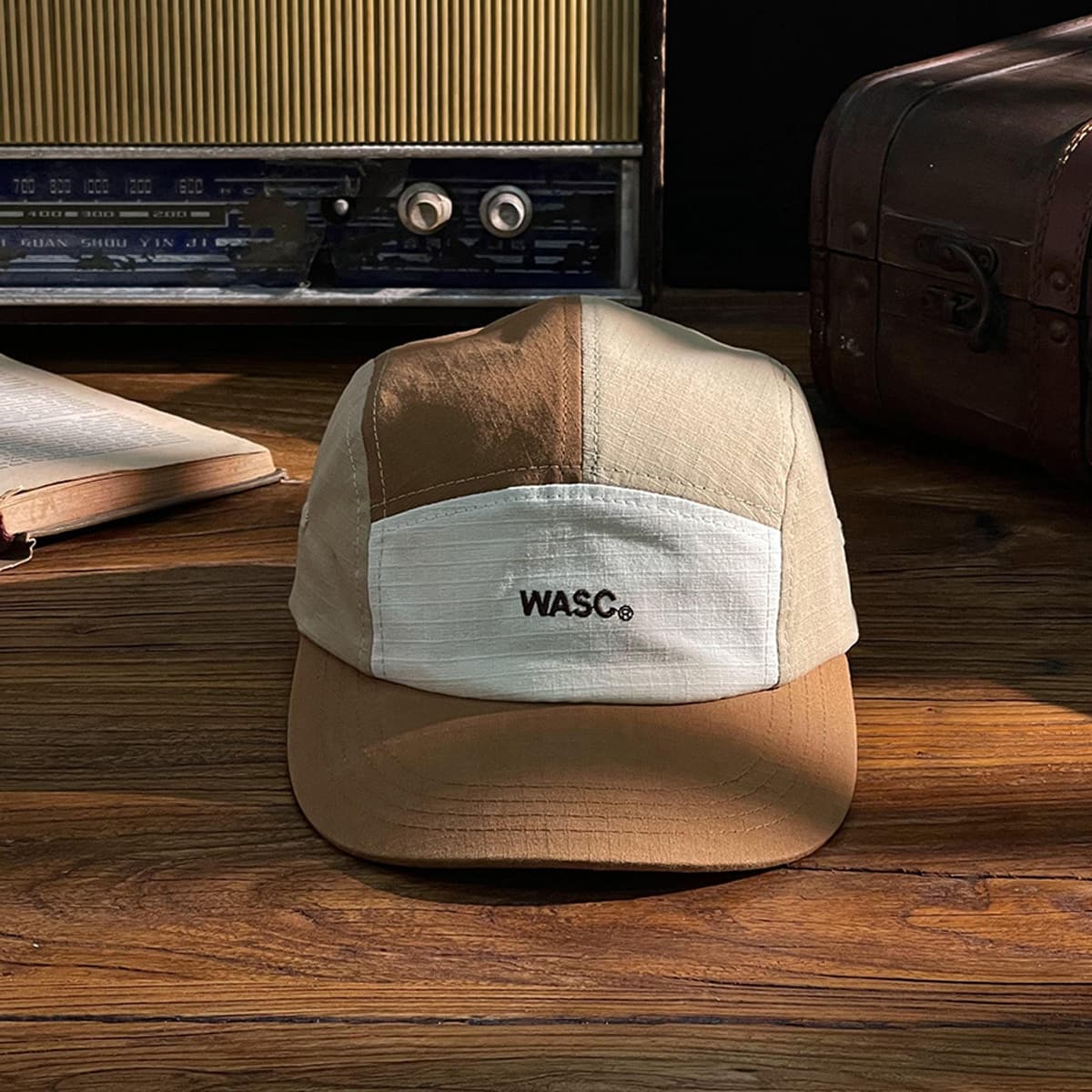 1 pièce Casquette de baseball unisexe Wasc japonaise en patchwork style 5 panneaux, streetwear skateboard, camping en plein air, style décontracté
